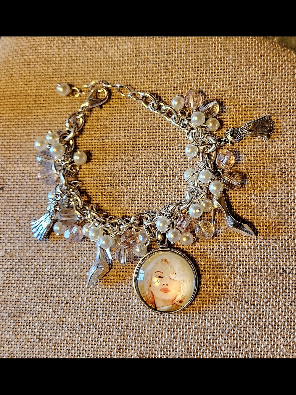 Marilyn Monroe Pearl and Crystal Cha Cha Charm Bracelet